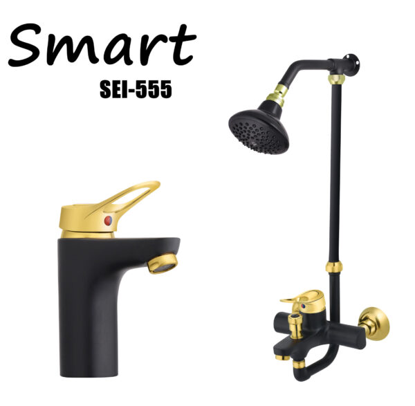 Wall Mounted Single Lever Bathroom Shower Set Fittings 8 Piece's  Black Gold SEI 555 (Copy)