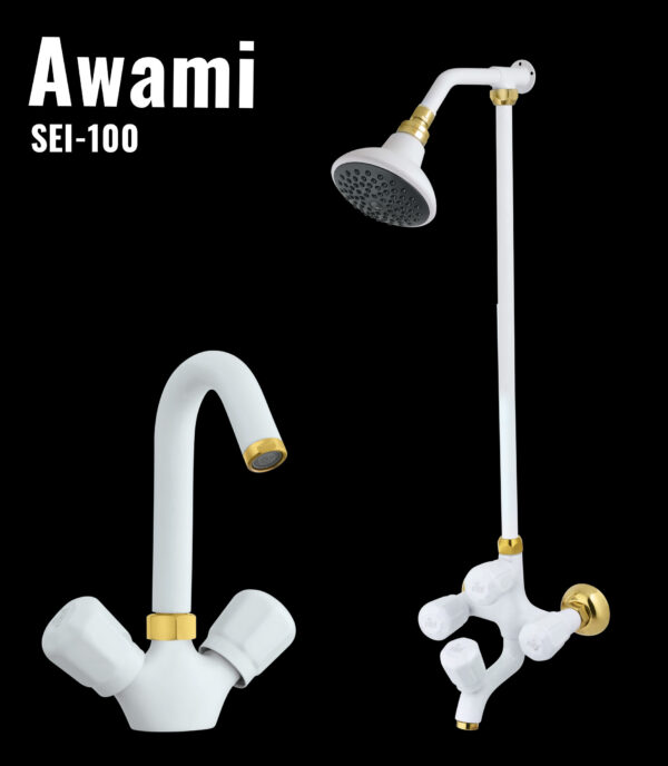 White Awami Shower Set Wall Mounted Bathroom Fittings Total 8 Piece's Top Notch Quality  SEI-100