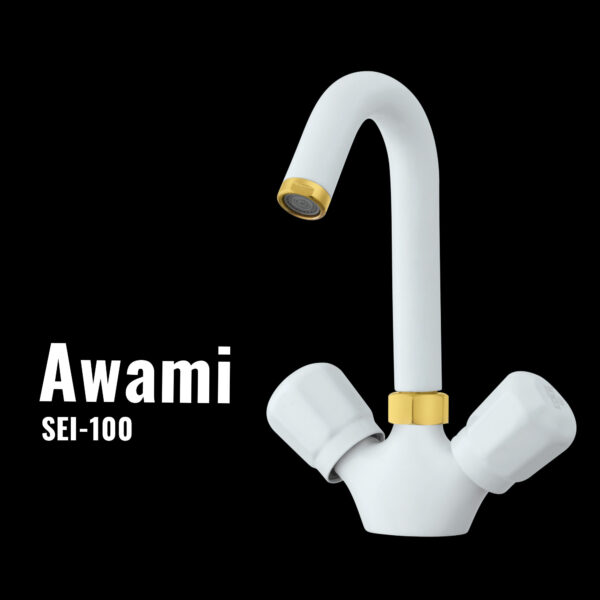 AWAMI BASIN MIXER WHITE GOLD Of CHROME BATHROOM WASH BASIN FAUCET, BASIN TAPS, BASIN MIXER
